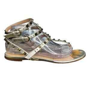 Valentino Garavani Women’s Rockstud Caged Gold Ankle Strap Sandal Size 40 US 9